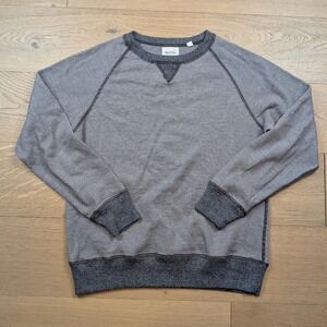 Billy Reid Mens Grey Striped Raglan Crewneck Sweatshirt Cotton Size L